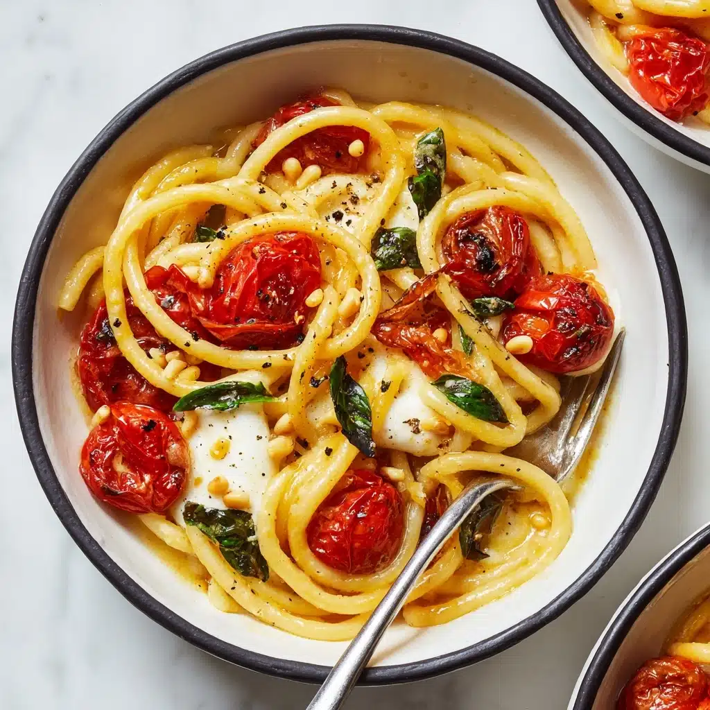 Pasta with Burst Cherry Tomatoes, Burrata and Basil Recipe - Recipe Image