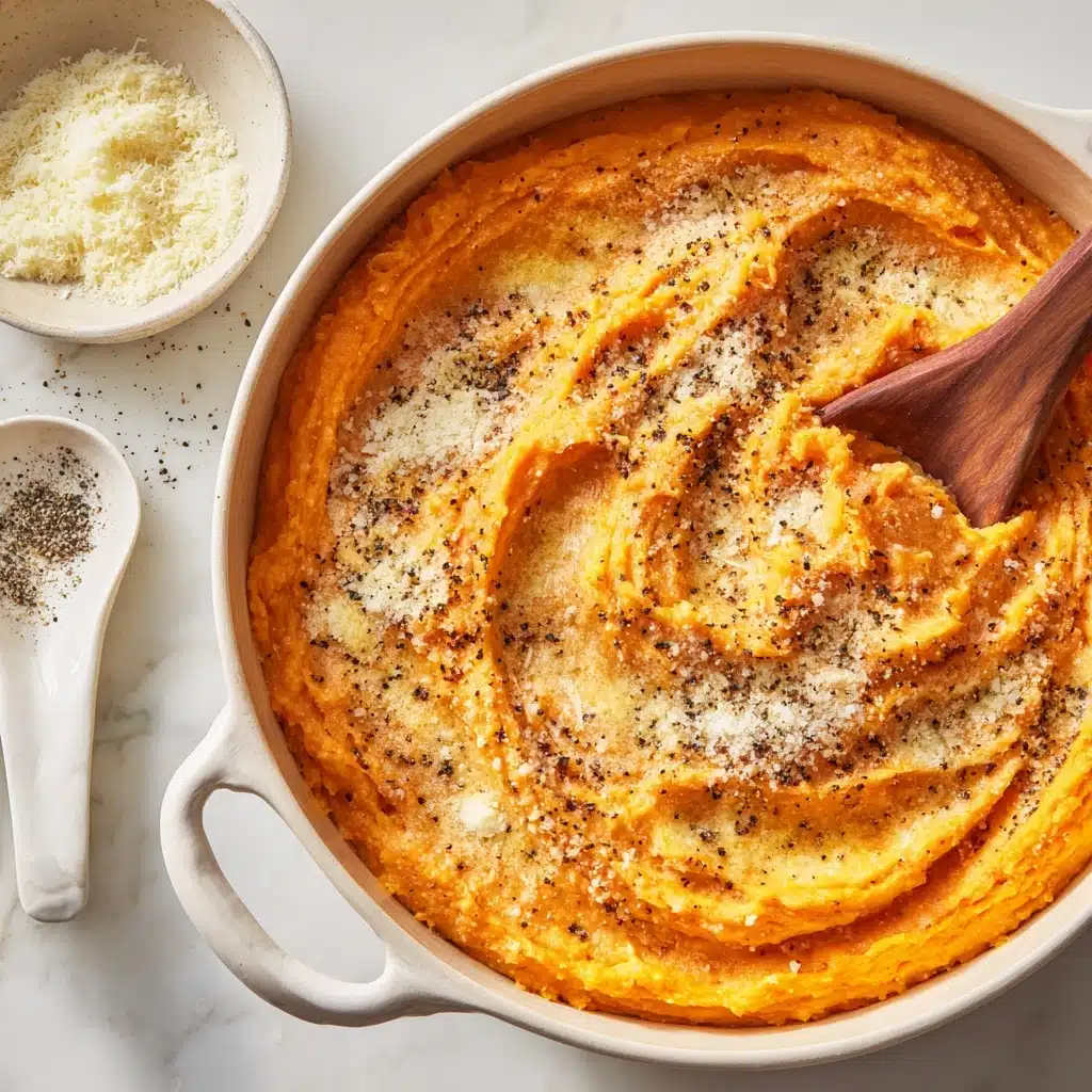 Garlic Parmesan Mashed Sweet Potatoes Recipe