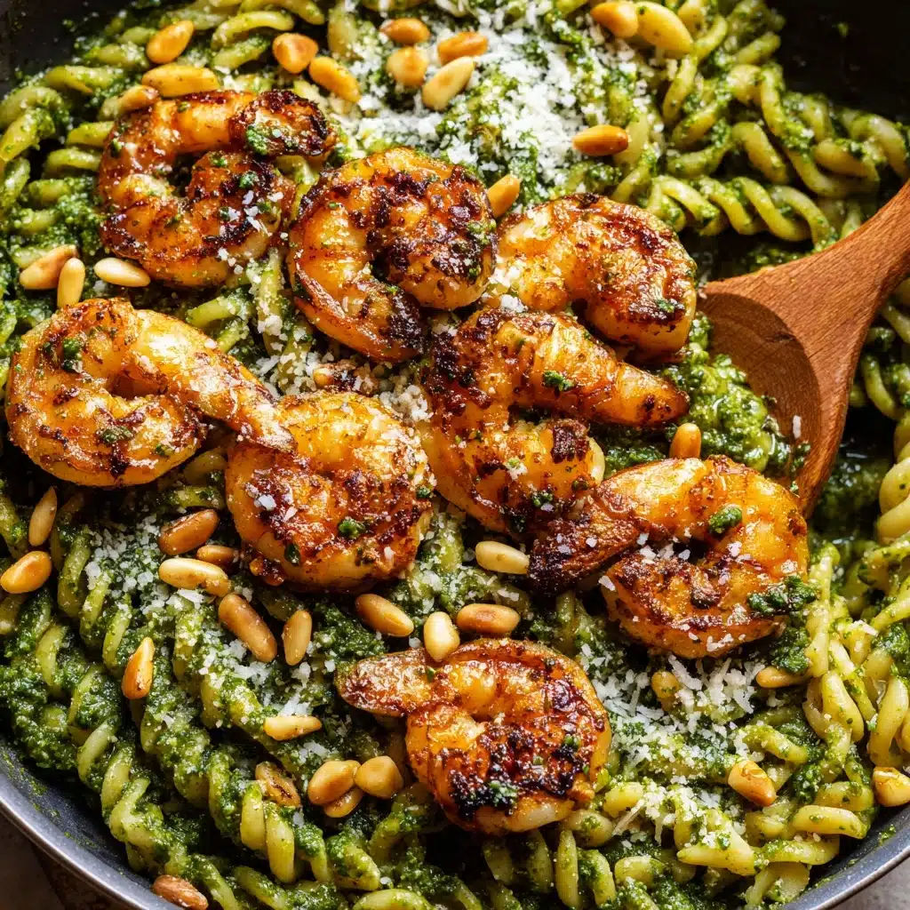 Asparagus-Spinach Pesto Pasta with Blackened Shrimp Recipe