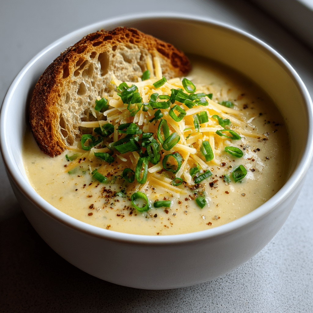 Roasted Garlic Cheddar Cauliflower Soup Recipe - Recipe Image