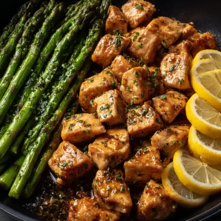 Garlic Butter Chicken Bites with Lemon Asparagus Recipe