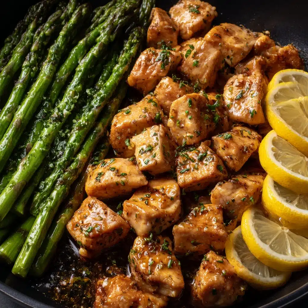 Garlic Butter Chicken Bites with Lemon Asparagus Recipe