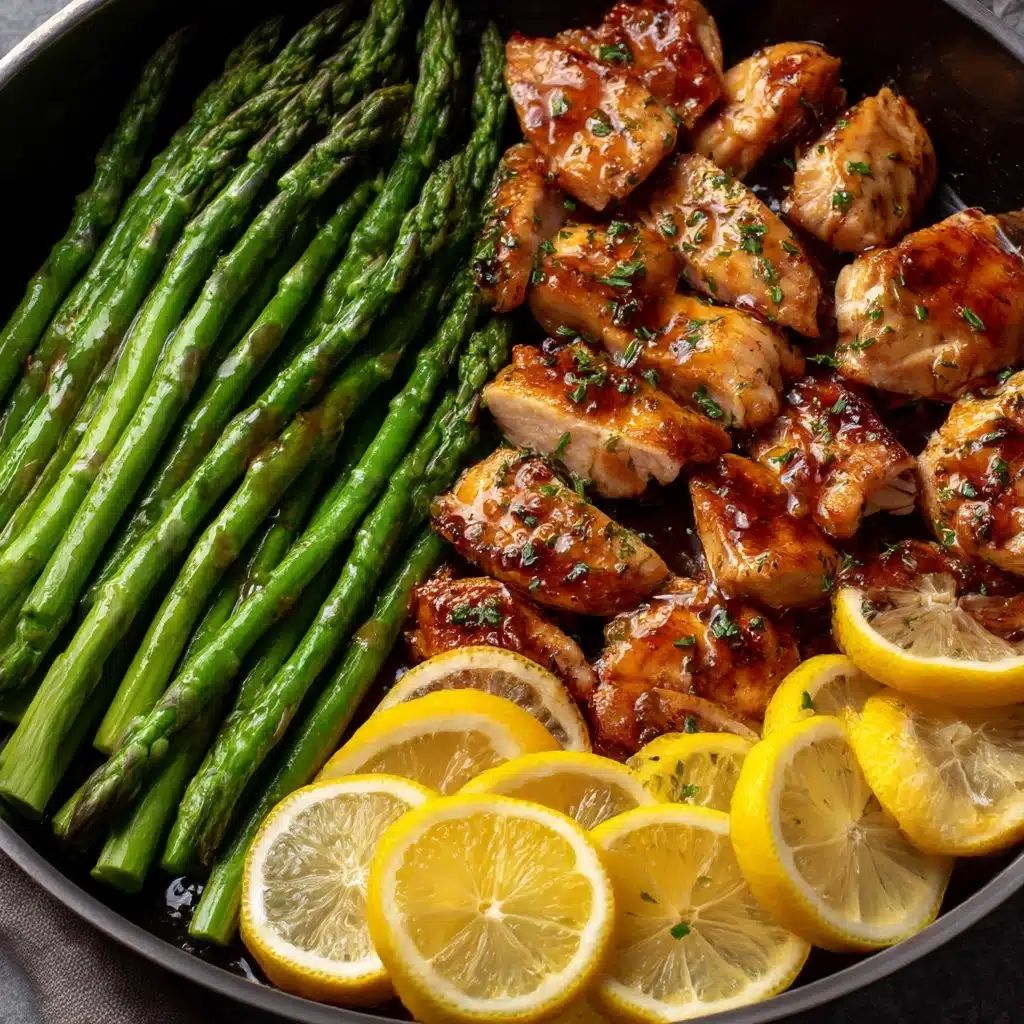Garlic Butter Chicken Bites with Lemon Asparagus Recipe - Recipe Image