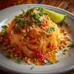 Rainbow Vegetarian Pad Thai with Peanuts and Basil Recipe