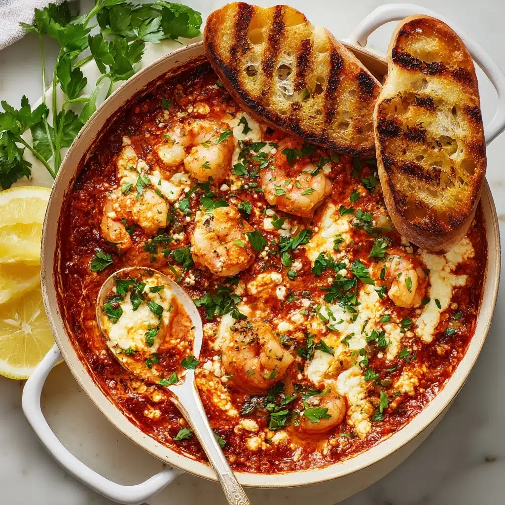 Baked Shrimp with Feta and Grilled Sourdough Recipe - Recipe Image