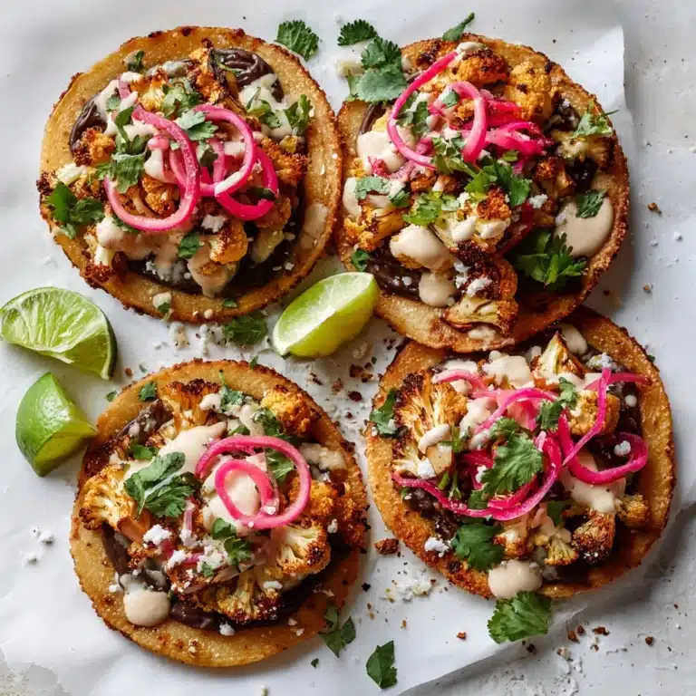 Cauliflower Black Bean Tostadas with Queso and Pickled Onion Recipe