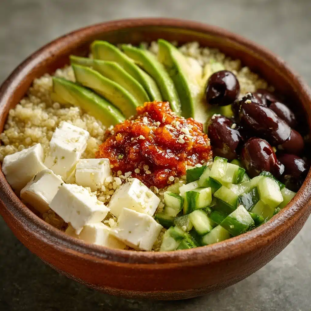 Mediterranean Quinoa Bowls with Roasted Red Pepper Sauce Recipe