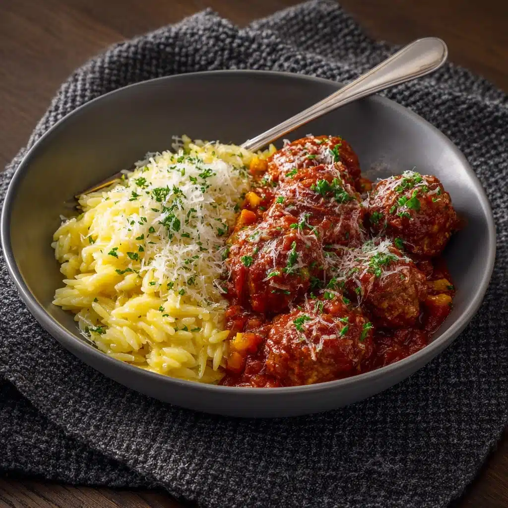 Chicken Meatballs with Peppers and Orzo Recipe - Recipe Image