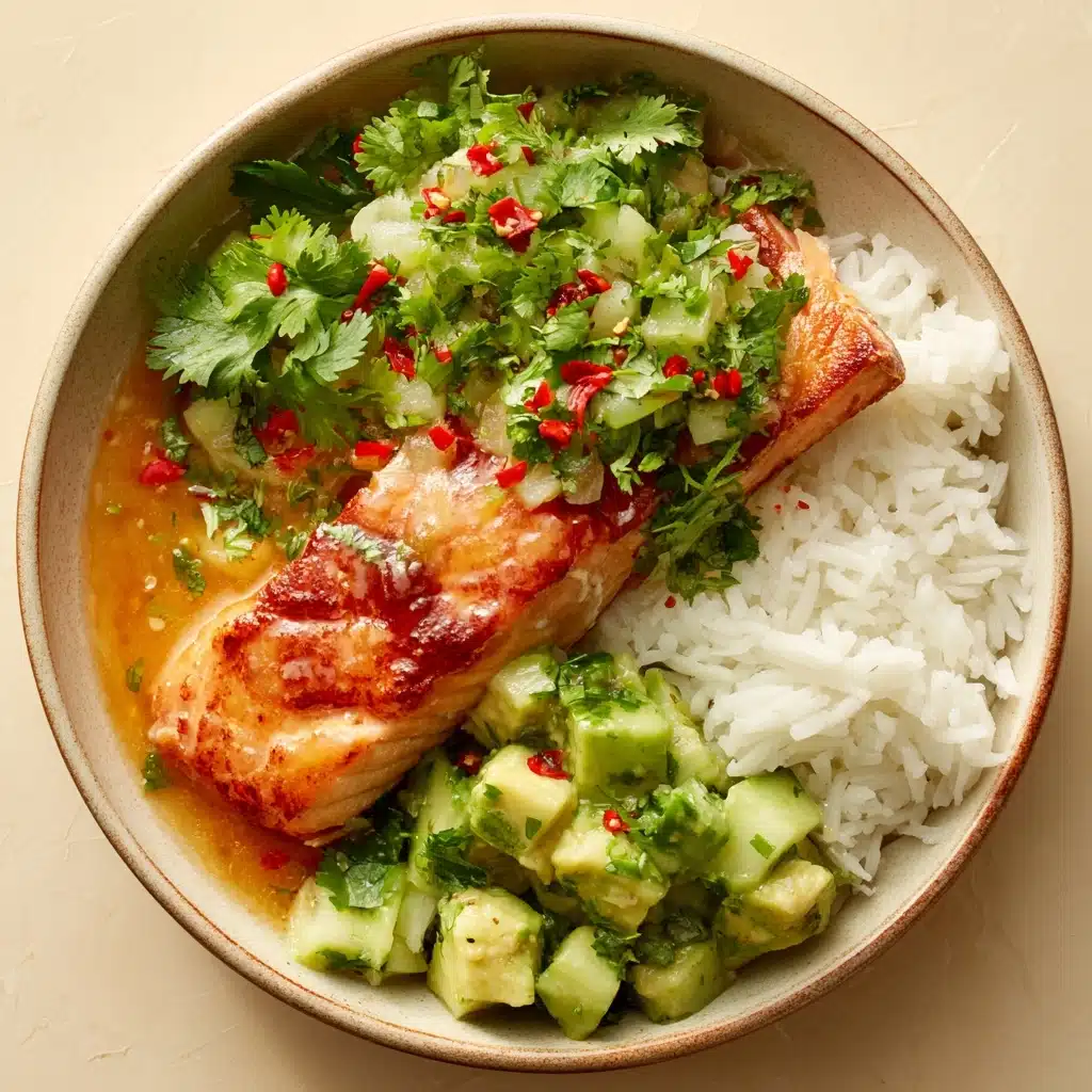 Bang Bang Salmon with Avocado Cucumber Salsa Recipe - Recipe Image