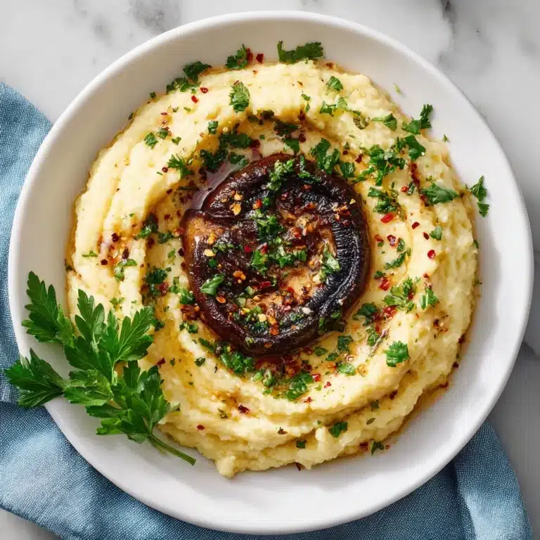 Grilled Chimichurri Portobellos with Goat Cheese Mashed Potatoes Recipe