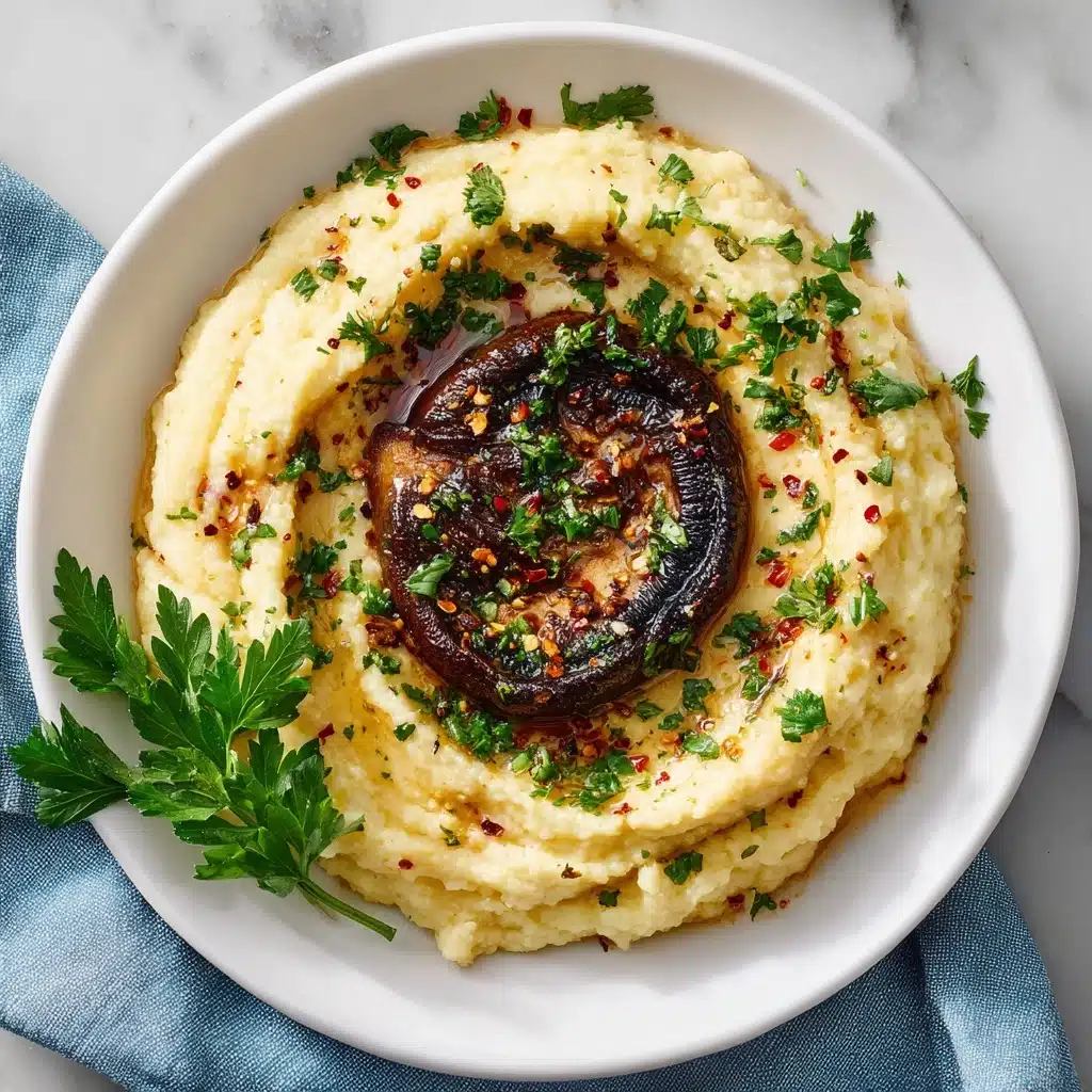 Grilled Chimichurri Portobellos with Goat Cheese Mashed Potatoes Recipe