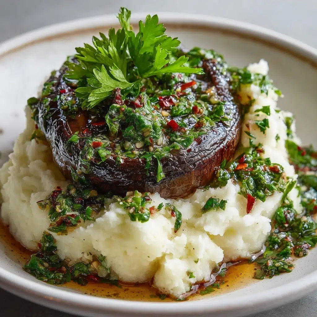 Grilled Chimichurri Portobellos with Goat Cheese Mashed Potatoes Recipe - Recipe Image