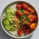 Sticky Gochujang Tofu with Herbs and Peanuts Recipe