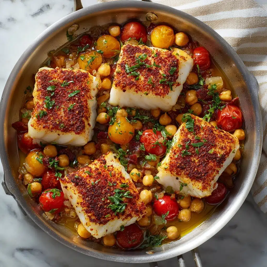 Baked Cod with Tomatoes & Chickpeas Recipe - Recipe Image