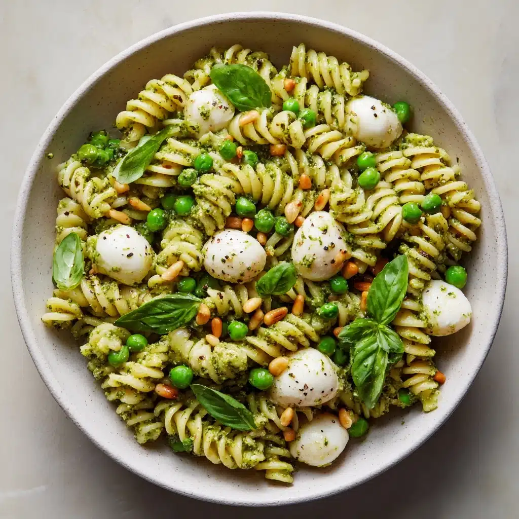 Pesto Pasta Salad with Peas, Pine Nuts & Mozzarella Pearls Recipe