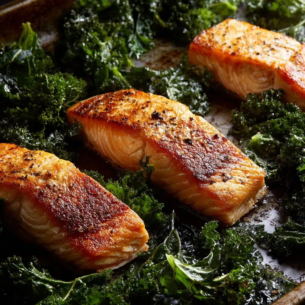 Sheet Pan Blackened Salmon with Garlicky Kale Recipe