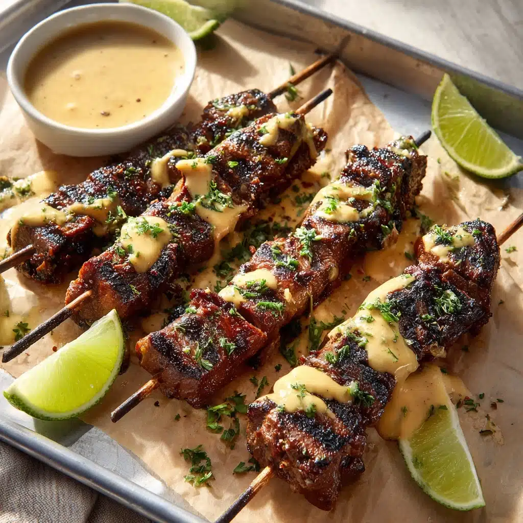 Thai Marinated Grilled Chicken Skewers with Peanut Sauce Recipe - Recipe Image