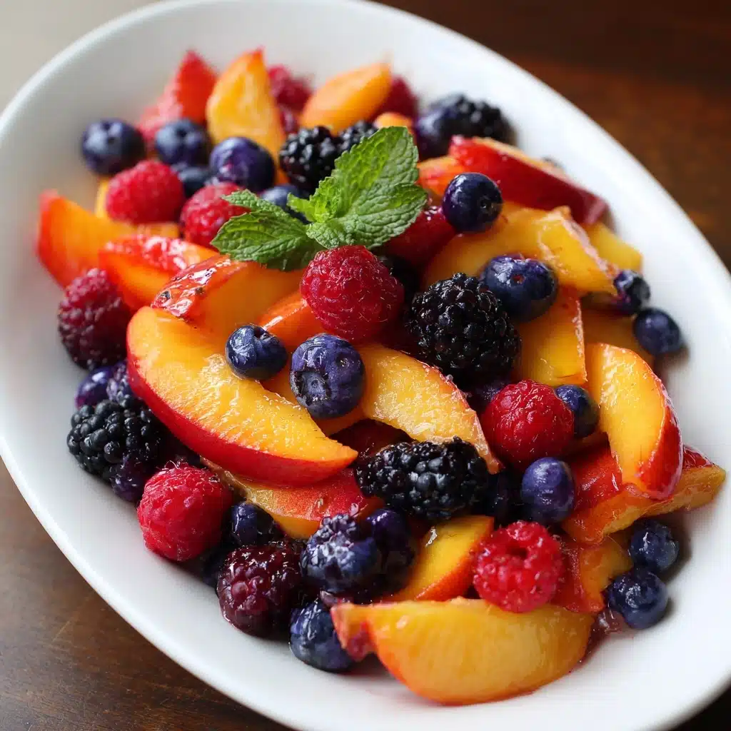 Peaches and Berries with Lemon-Mint Syrup Recipe