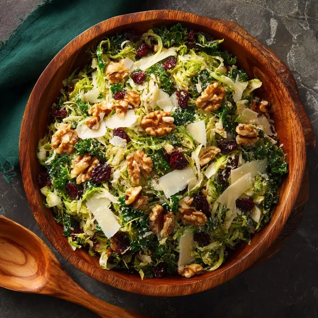 Kale, Brussels Sprouts & Dried Cranberry Salad with Honey-Dijon Vinaigrette Recipe