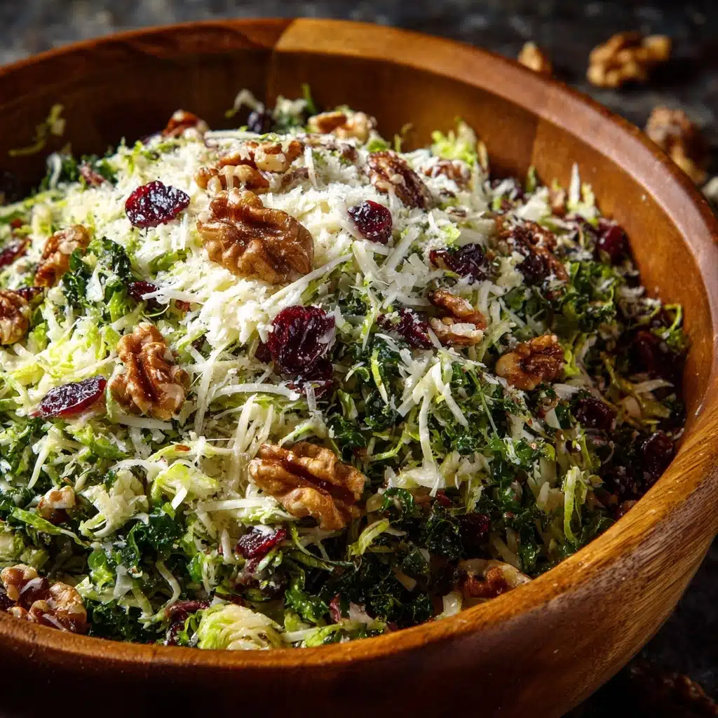 Kale, Brussels Sprouts & Dried Cranberry Salad with Honey-Dijon Vinaigrette Recipe - Recipe Image