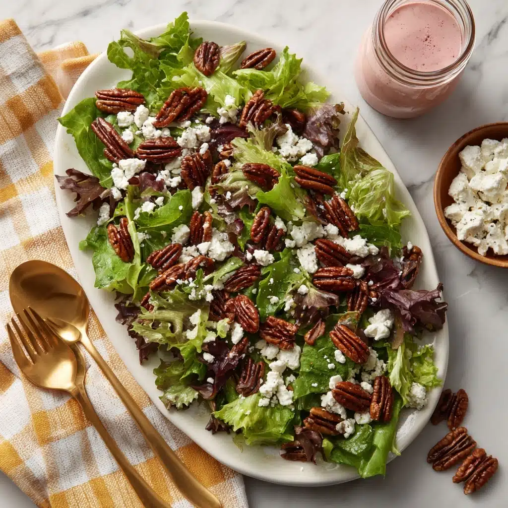 Mixed Green Salad with Goat Cheese, Glazed Pecans & Maple Dijon Vinaigrette Recipe
