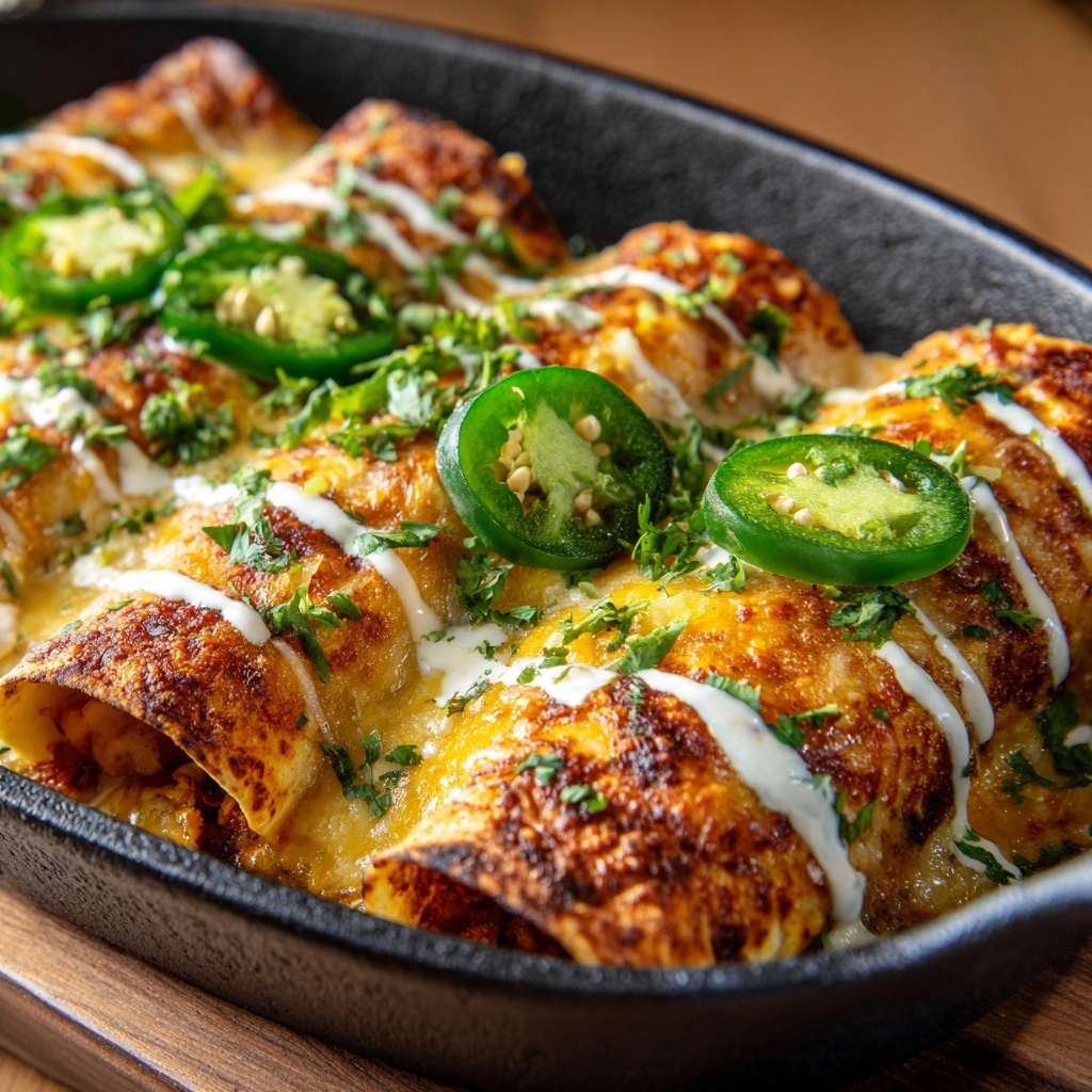 Jalapeño Popper Cheesy Chicken Enchiladas with Creamy Sauce Recipe