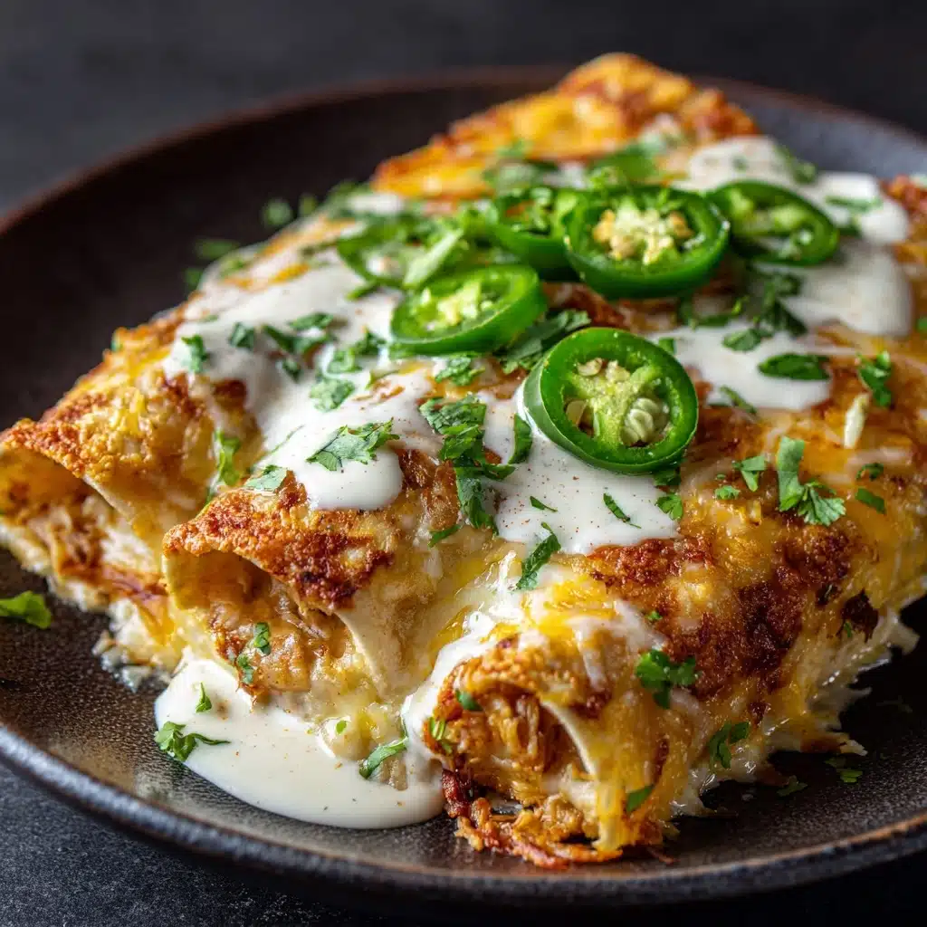 Jalapeño Popper Cheesy Chicken Enchiladas with Creamy Sauce Recipe - Recipe Image