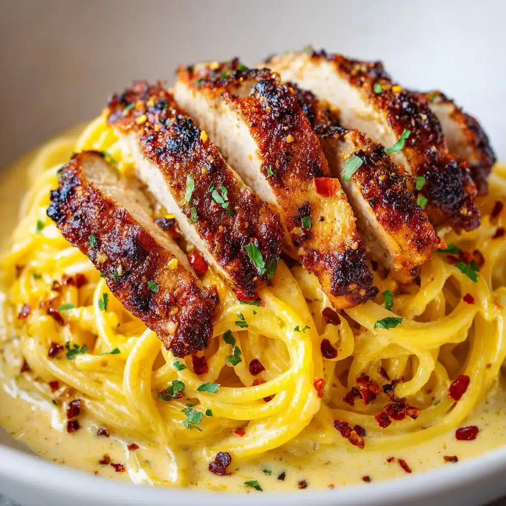 Savory Cajun Chicken over Creamy Parmesan Linguine Recipe - Recipe Image
