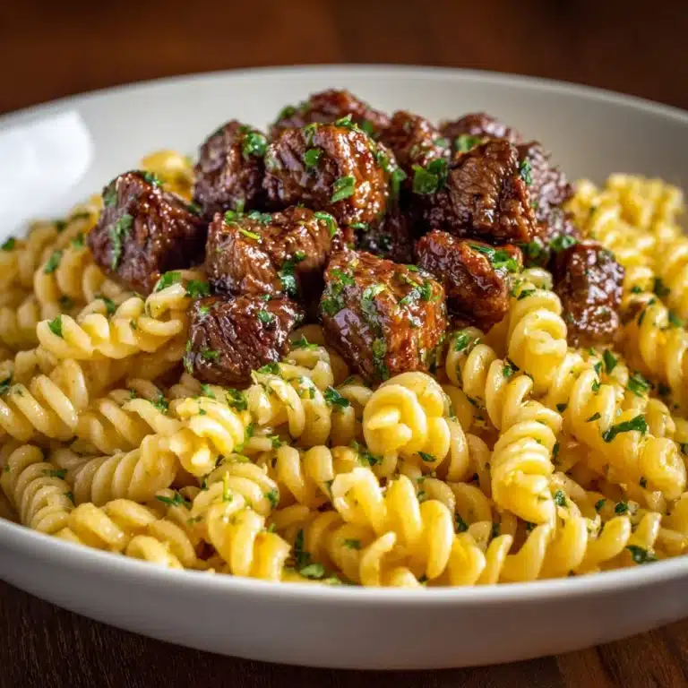 Cheesy Steak Bites and Rotini Pasta Recipe