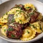 One-Skillet Garlic Butter Steak & Cheese Ravioli Recipe