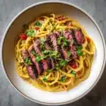Garlic Butter Steak Lightning Noodles Recipe