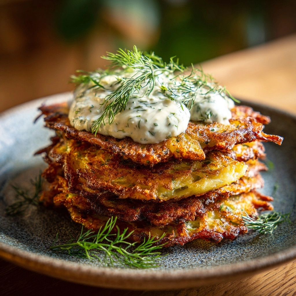 Sweet Potato Fritters with Dill Yogurt Sauce Recipe - Recipe Image