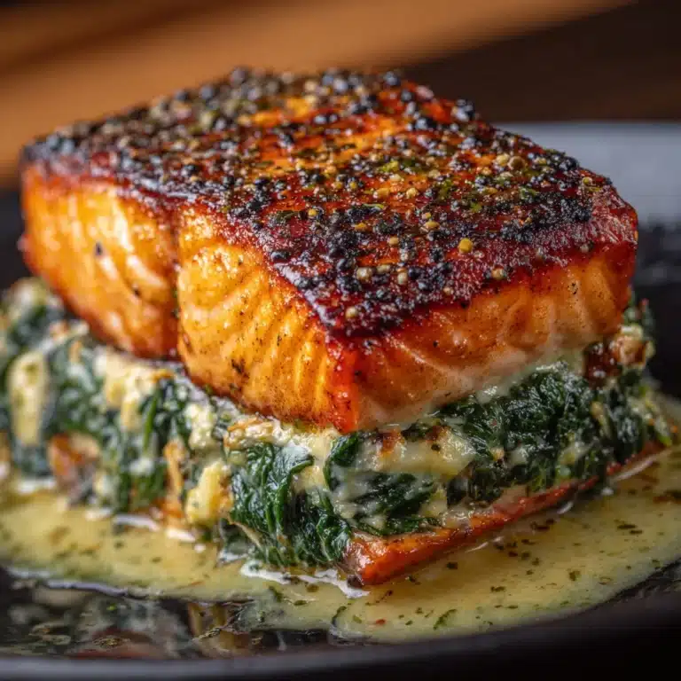 Blackened Salmon Stuffed with Spinach & Parmesan Recipe