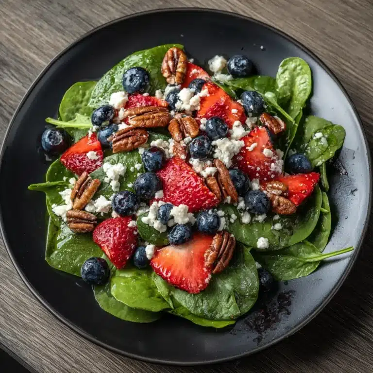 Strawberry & Blueberry Spinach Salad with Pecans and Feta Recipe