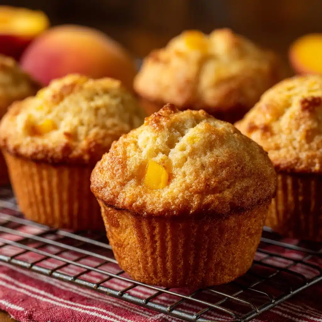 Bakery Style Peach Cobbler Muffins Recipe - Recipe Image