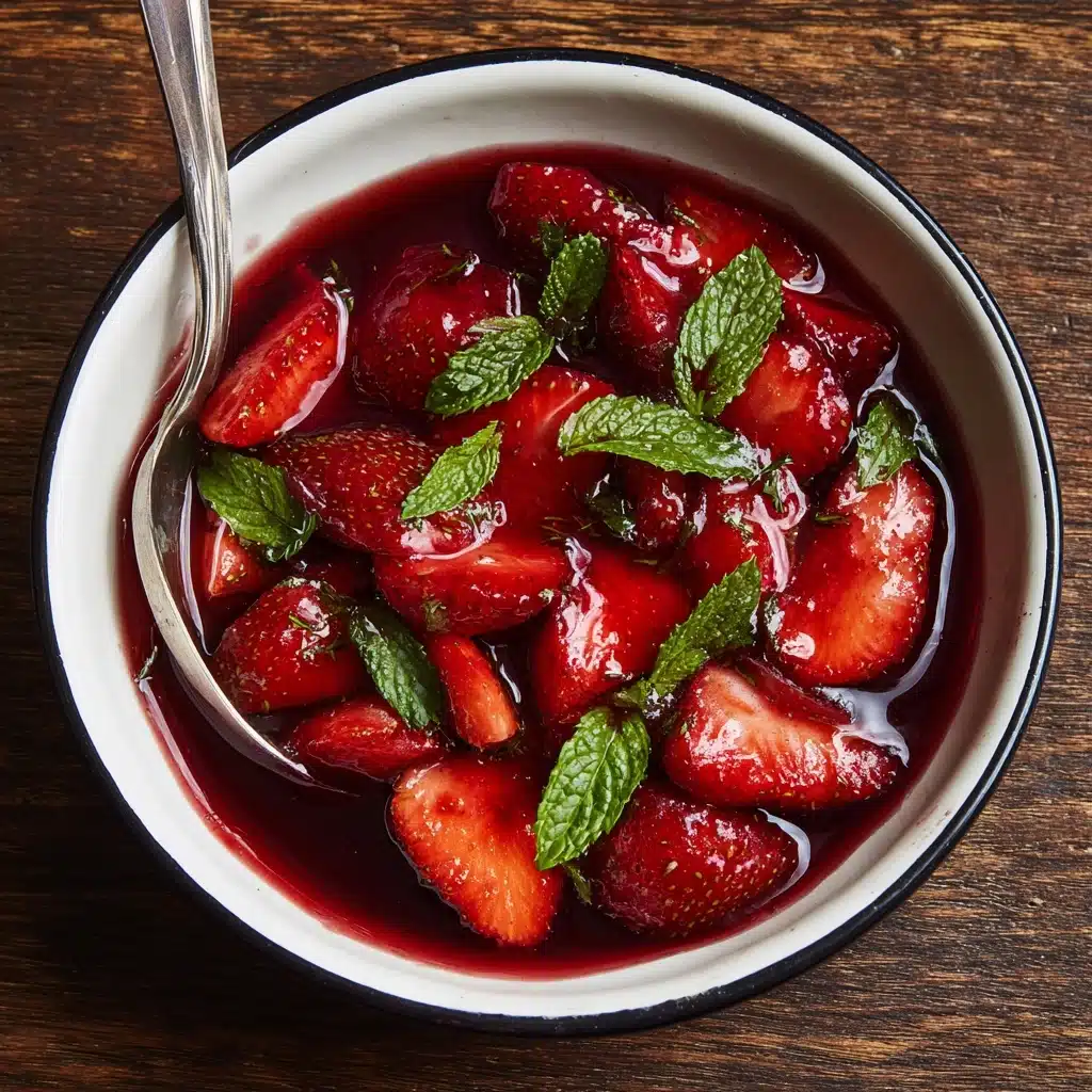 Stewed Strawberries with Vanilla Bean and Fresh Mint Recipe - Recipe Image