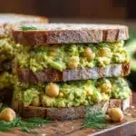 Smashed Chickpea Avocado Dill Pickle Sandwiches Recipe
