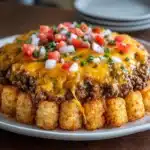 Cheesy Tater Tot Casserole with Ground Beef and Rotel Recipe