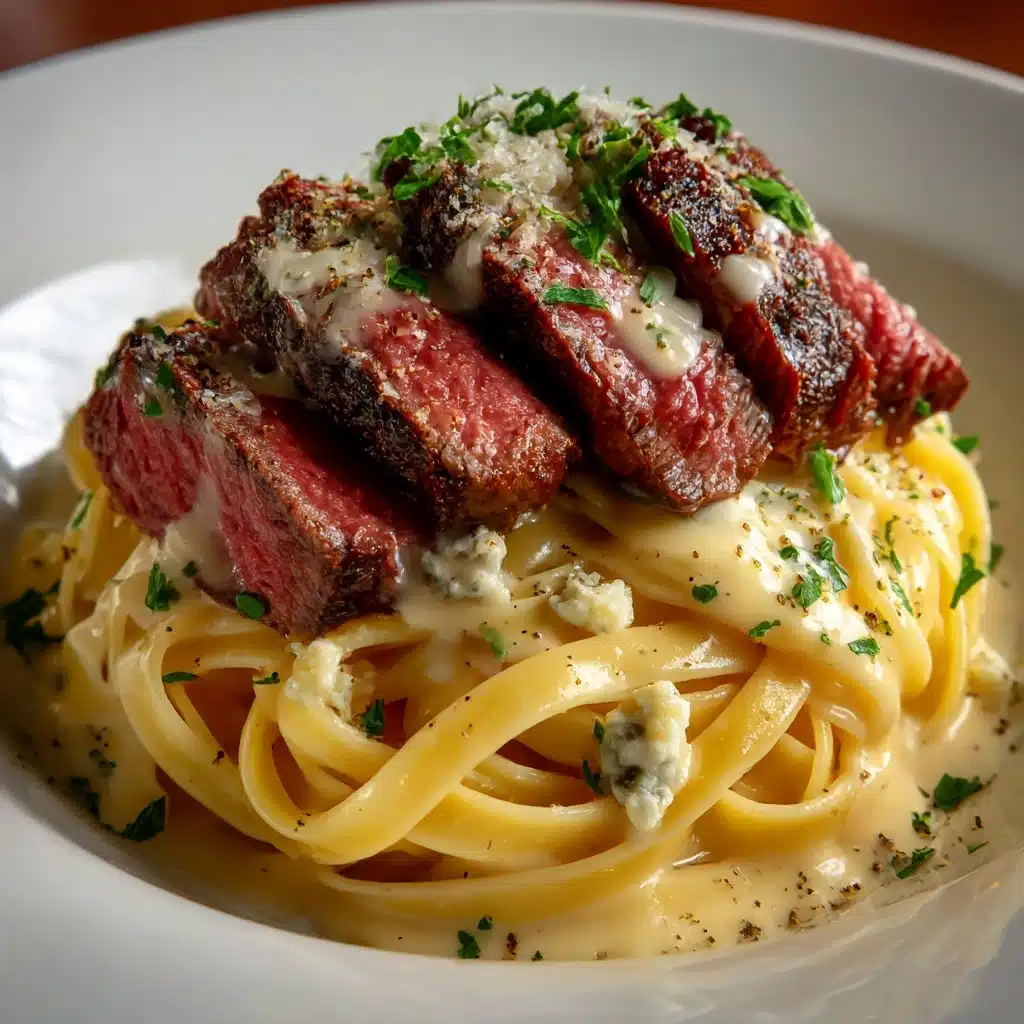 Savory Steak Gorgonzola Alfredo with Creamy Parmesan Sauce Recipe