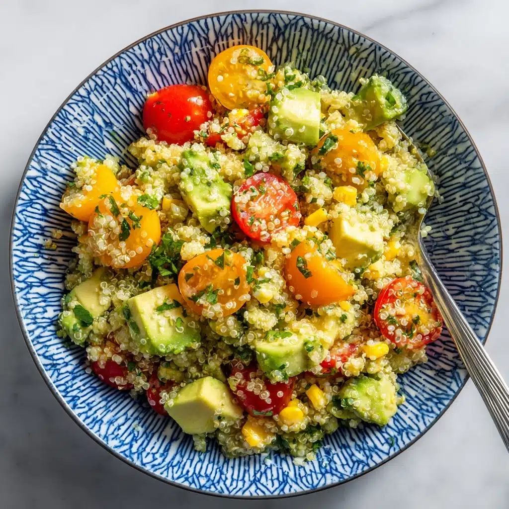Corn, Avocado, and Quinoa Salad with Marinated Tomatoes Recipe