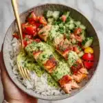 Salmon with Basil Sauce and Tomato Salad Recipe