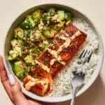 Bang Bang Salmon with Avocado Cucumber Salsa Recipe
