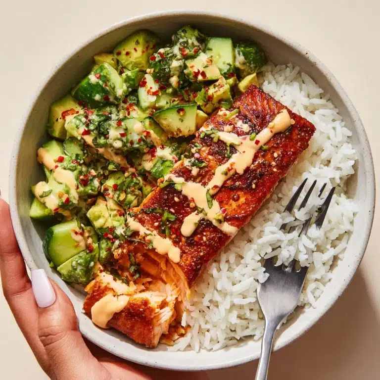 Bang Bang Salmon with Avocado Cucumber Salsa Recipe
