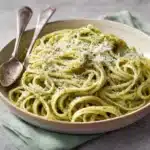 Linguine with Creamy Arugula Walnut Pesto Recipe