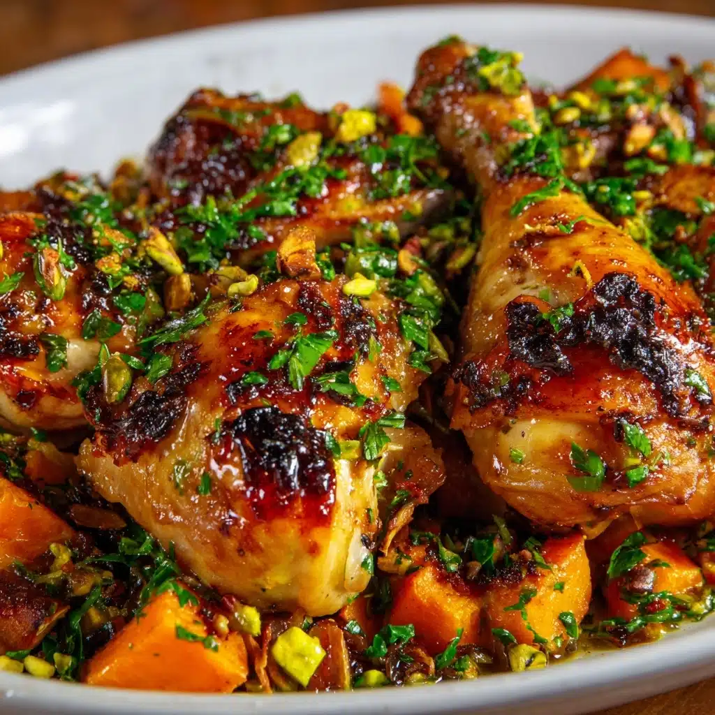 Sweet & Spicy Roast Chicken with Carrots, Dates & Pistachios Recipe - Recipe Image