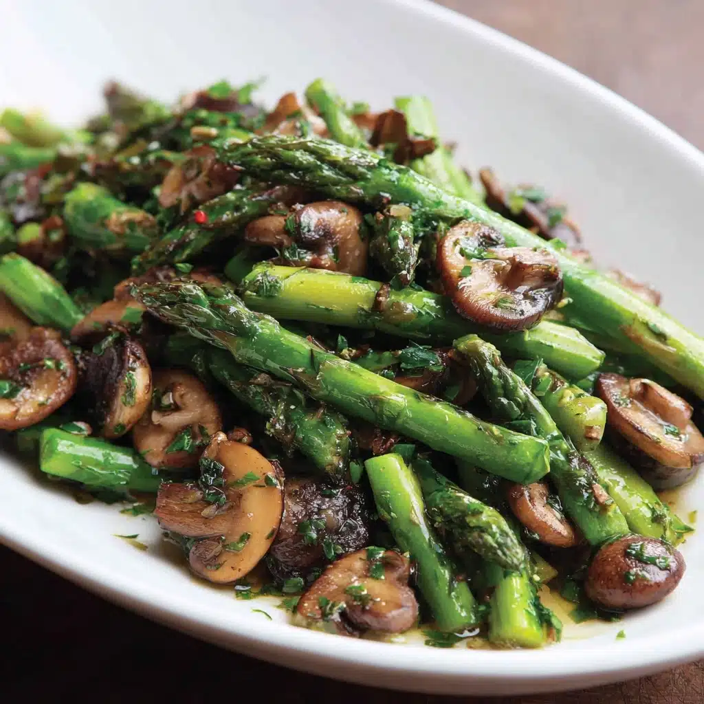 Sautéed Wild Mushrooms and Roasted Asparagus Recipe - Recipe Image