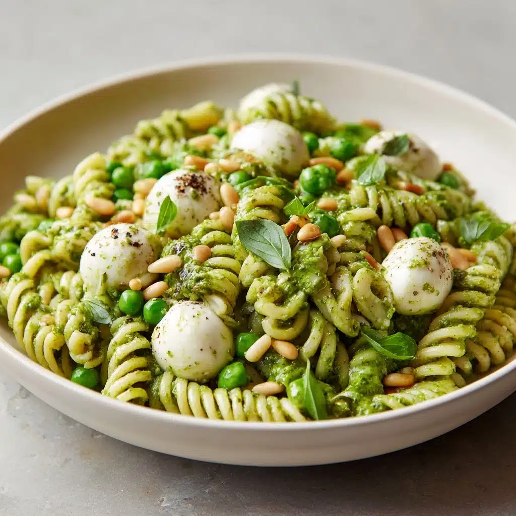 Pesto Pasta Salad with Peas, Pine Nuts & Mozzarella Pearls Recipe - Recipe Image