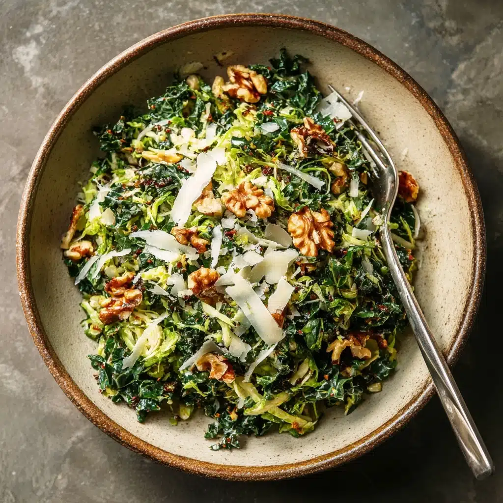 Kale & Brussels Sprout Salad with Walnuts, Parmesan & Lemon-Mustard Dressing Recipe