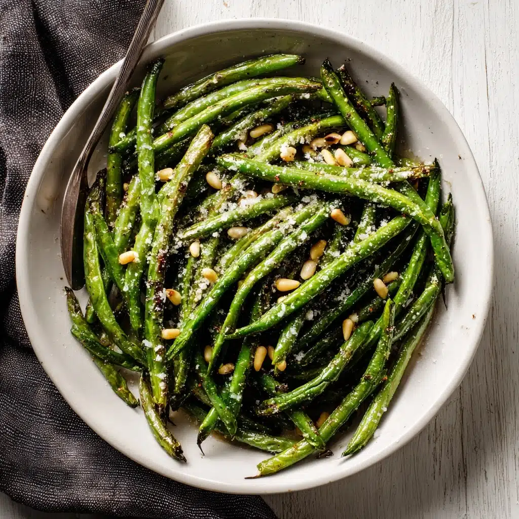 Roasted Green Beans with Garlic, Lemon, Pine Nuts & Parmesan Recipe - Recipe Image