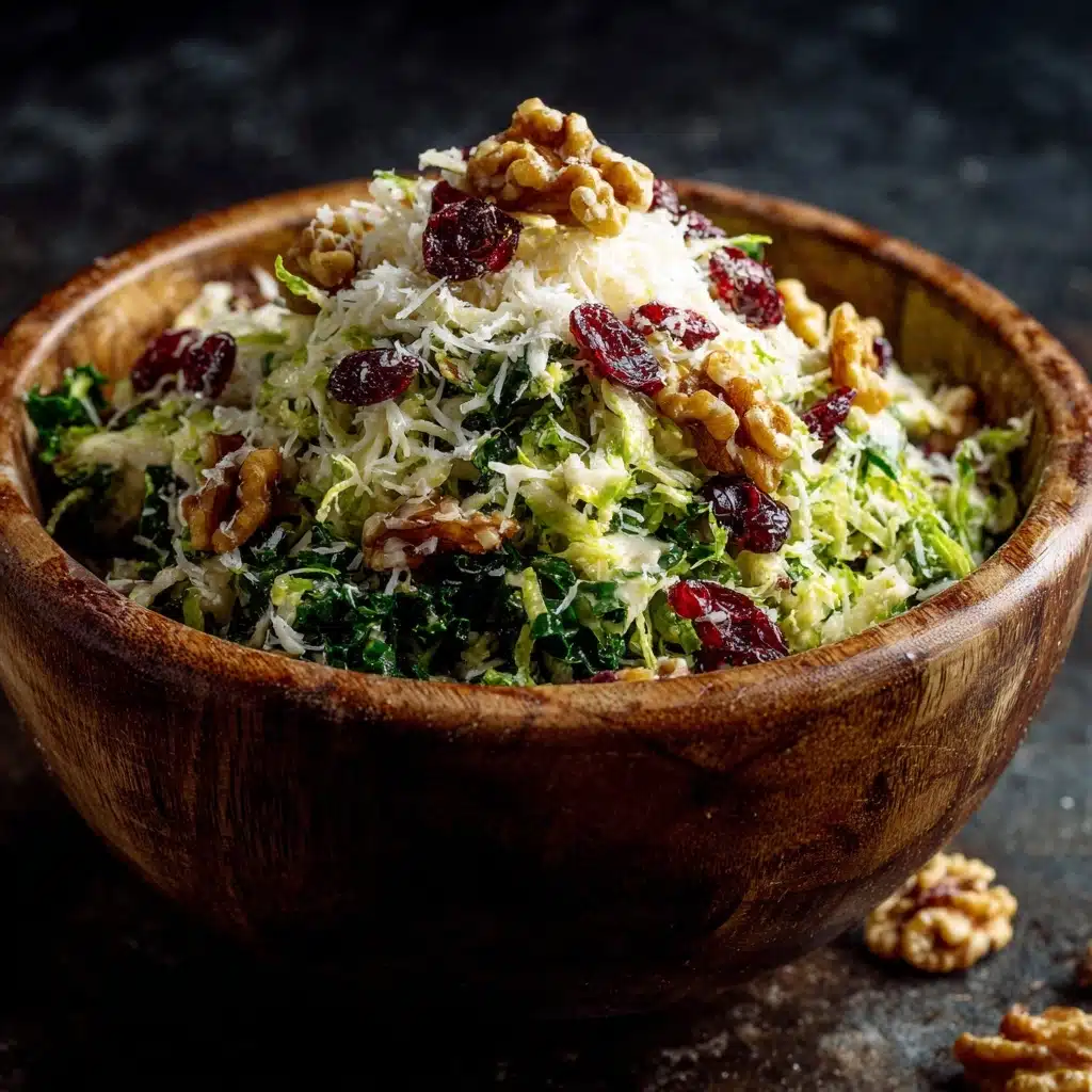 Kale, Brussels Sprouts & Dried Cranberry Salad with Honey-Dijon Vinaigrette Recipe - Recipe Image